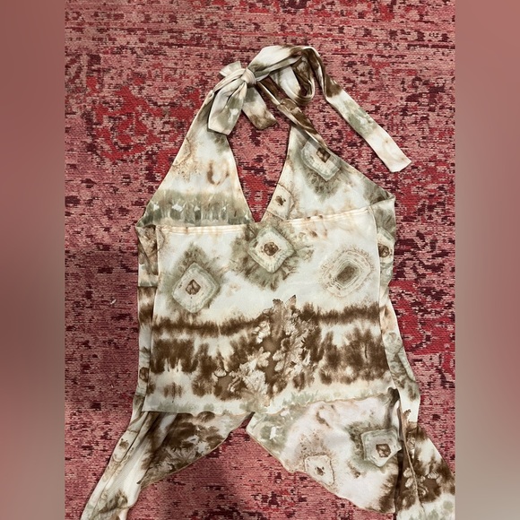 Y2K Boho Tie Dye Lightweight Halter Crop Top, Size: Small - Picture 2 of 4